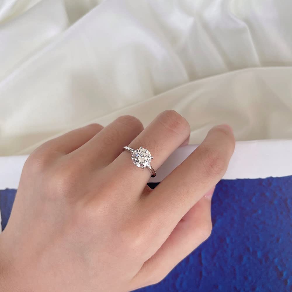1 Carat Moissanite Solitaire Engagement Ring for Women - Classic Round Cut 925 Sterling Silver, 10K/14K/18K Gold Wedding Band - Anniversary Promise Ring with Custom Text Engraving - Perfect for Proposals, Weddings & Special Occasions
