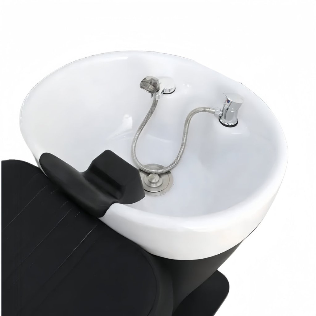 Professional Salon Shampoo Unit with Semi-Reclining Bed & Ceramic Deep Basin for Hair Back Wash - Perfect for Hair Salons, Spas, and Home Use
