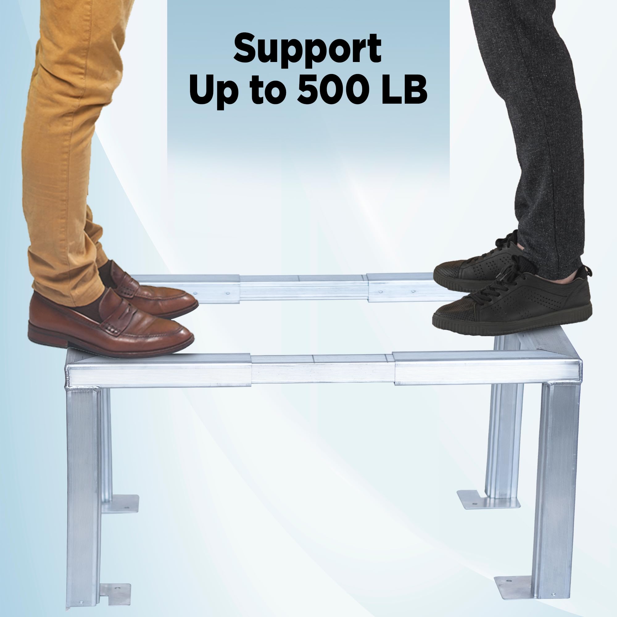 Heavy Duty Aluminum Heat Pump Stand for Outdoor Units - 500 lb Capacity, Adjustable 61x96 cm, 43 cm Height - Vibration Dampening AC Stand for Heat Pumps & Air Conditioners - Perfect for Backyard, Patio, and Rooftop Installations