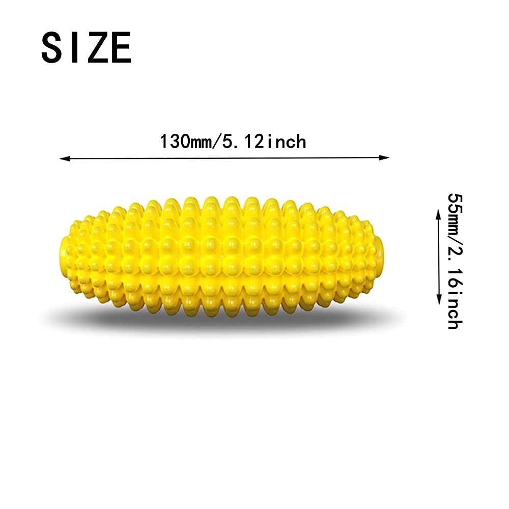 Durable Dog Chew Toys for Aggressive Chewers - Corn Shaped Interactive Puzzle Toy with Rope & Toothbrush for Teeth Cleaning - Treat Dispenser for Large, Medium & Small Dogs - Perfect for Playtime, Training & Dental Care (Yellow)