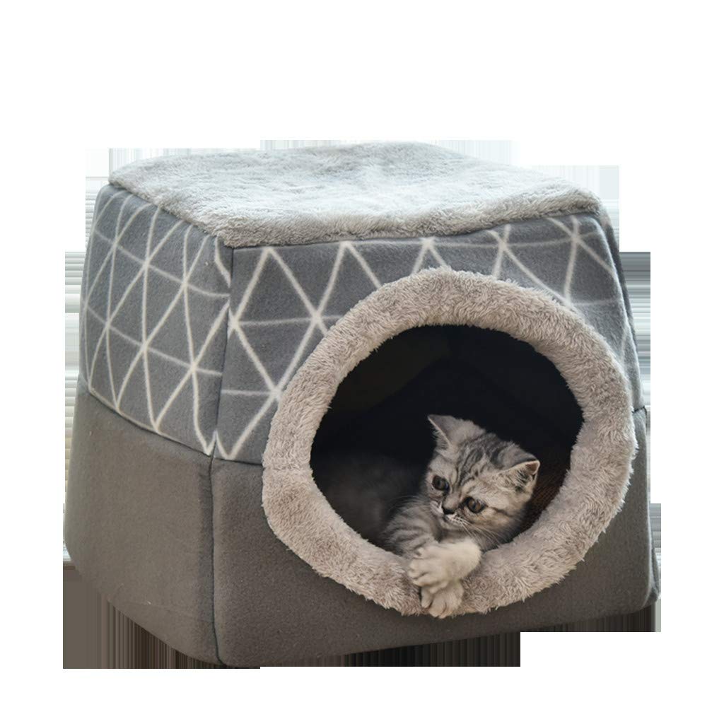 Watonic Plush Dog Bed & Cat Bed - Foldable Pet Sofa with Cashmere & Diamond Pattern, Gray XL - Cozy House for Small to Large Pets - Perfect for Living Room, Bedroom, or Pet Travel
