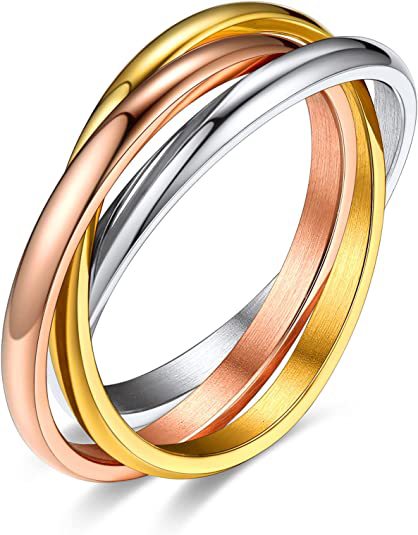 3-Piece Rotating Anxiety Relief Rings for Women - Couple Matching Geometric Jewelry Set, Stress Relief Fidget Spinner Rings for Adults - Perfect for Gifts, Therapy, and Everyday Wear