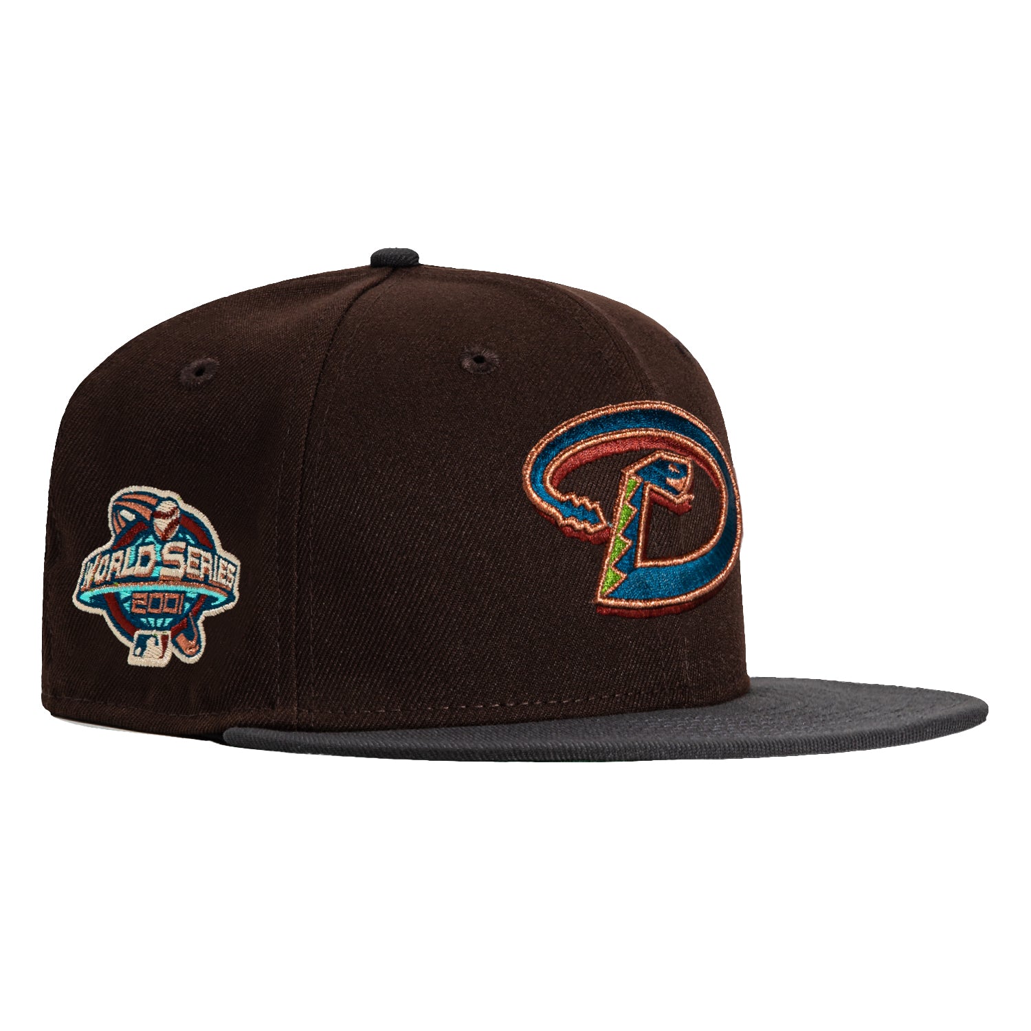 New Era 59Fifty Arizona Diamondbacks 2001 World Series Patch Snapback Hat - Brown & Graphite Color - Perfect for Baseball Games, Fan Collections & Streetwear Fashion