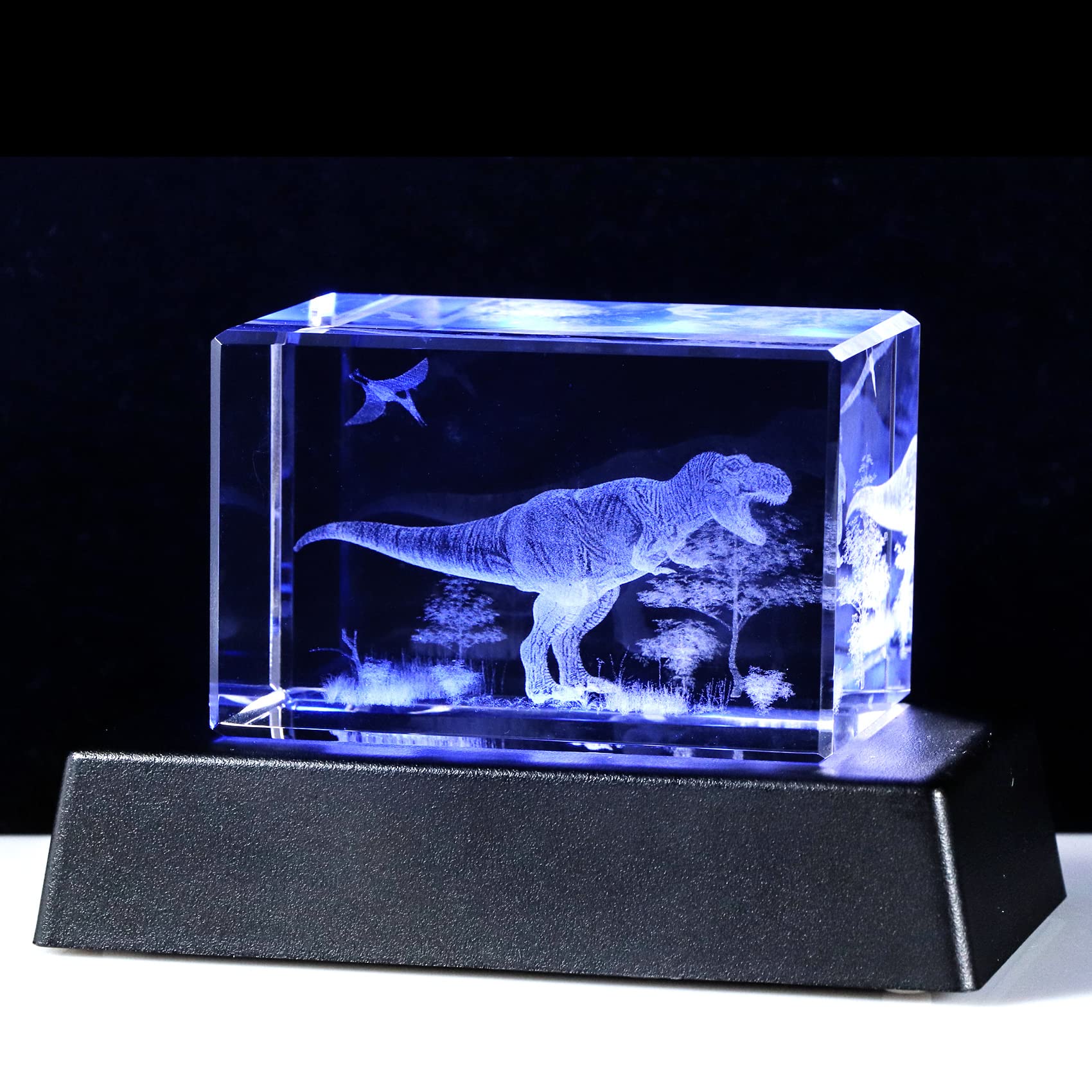 3D Laser Etched Crystal Dinosaur Figurine - Unique Dinosaur Decor for Room, Birthday Gift for Men, Women, Kids & Dinosaur Lovers - Perfect Keepsake, Paperweight & Home Office Decoration for Best Friend, Dad & Family