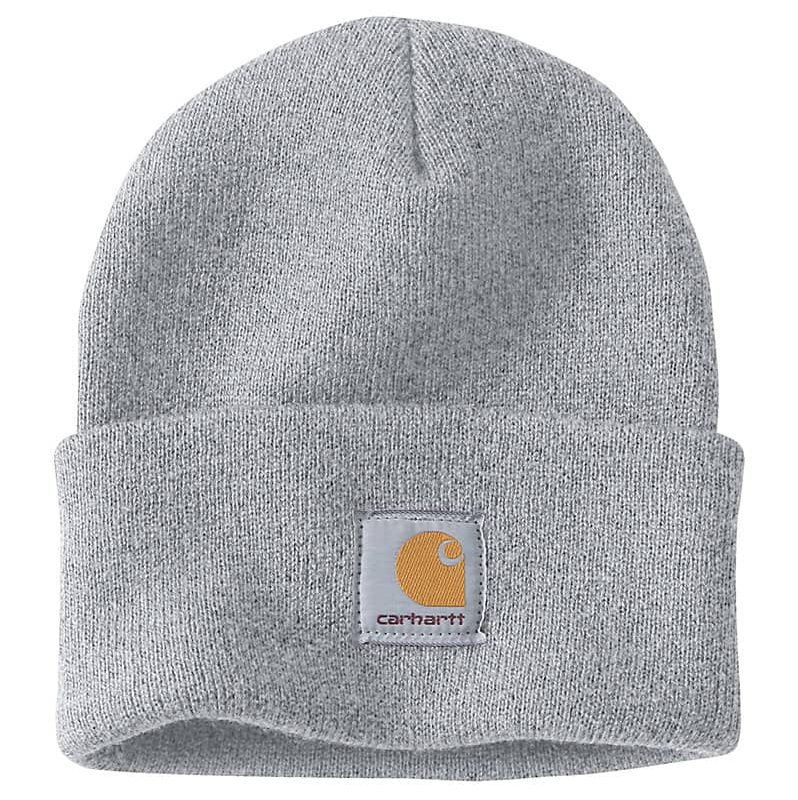 Carhartt Knit Cuffed Beanie for Men & Women - Soft Heather Grey Winter Hat for Cold Weather - Perfect for Outdoor Activities, Skiing, and Casual Wear
