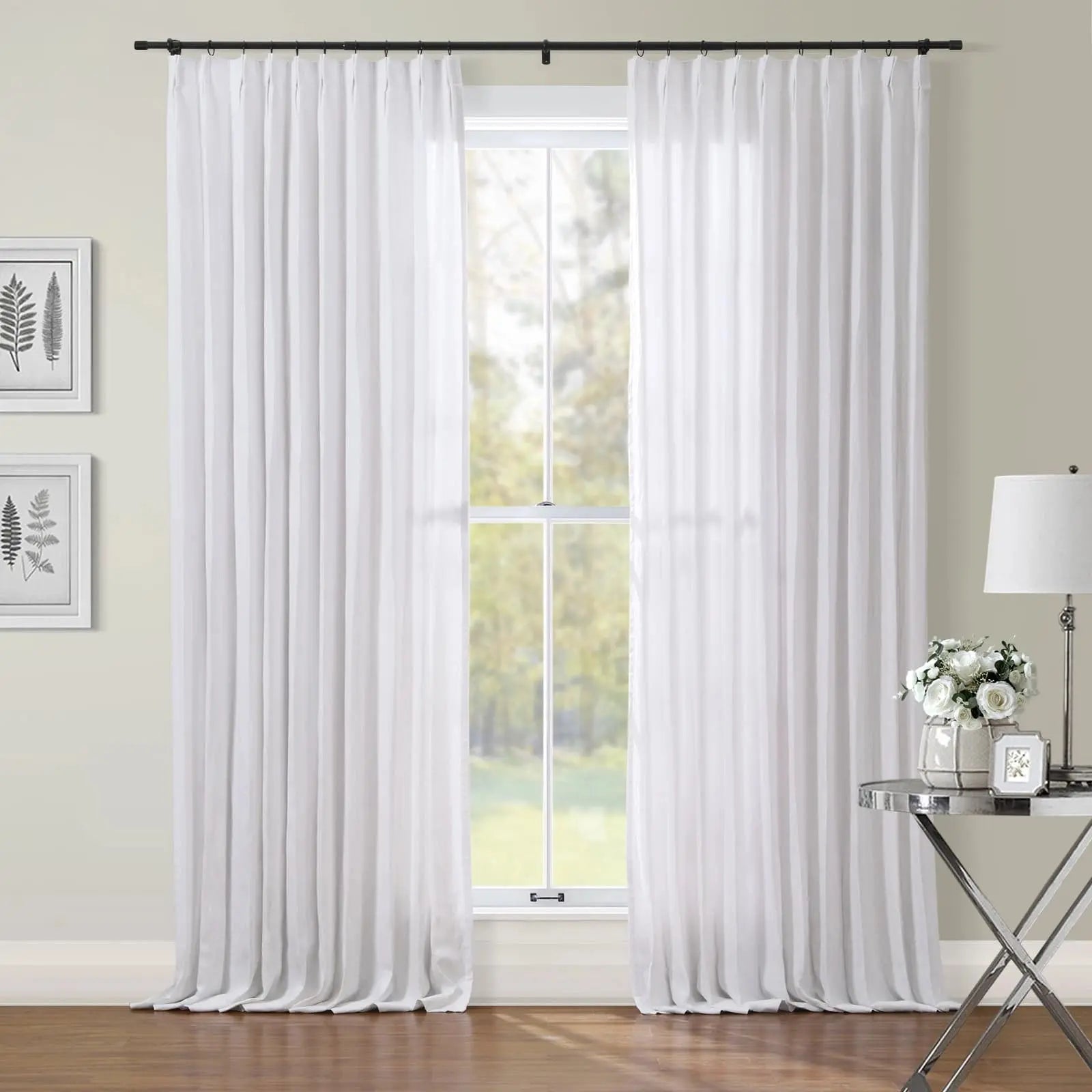 Premium Belgian Linen Curtains - Elegant Pleated Drapes for Living Room & Bedroom | Blackout Thermal Insulated Window Treatments for Home Decor