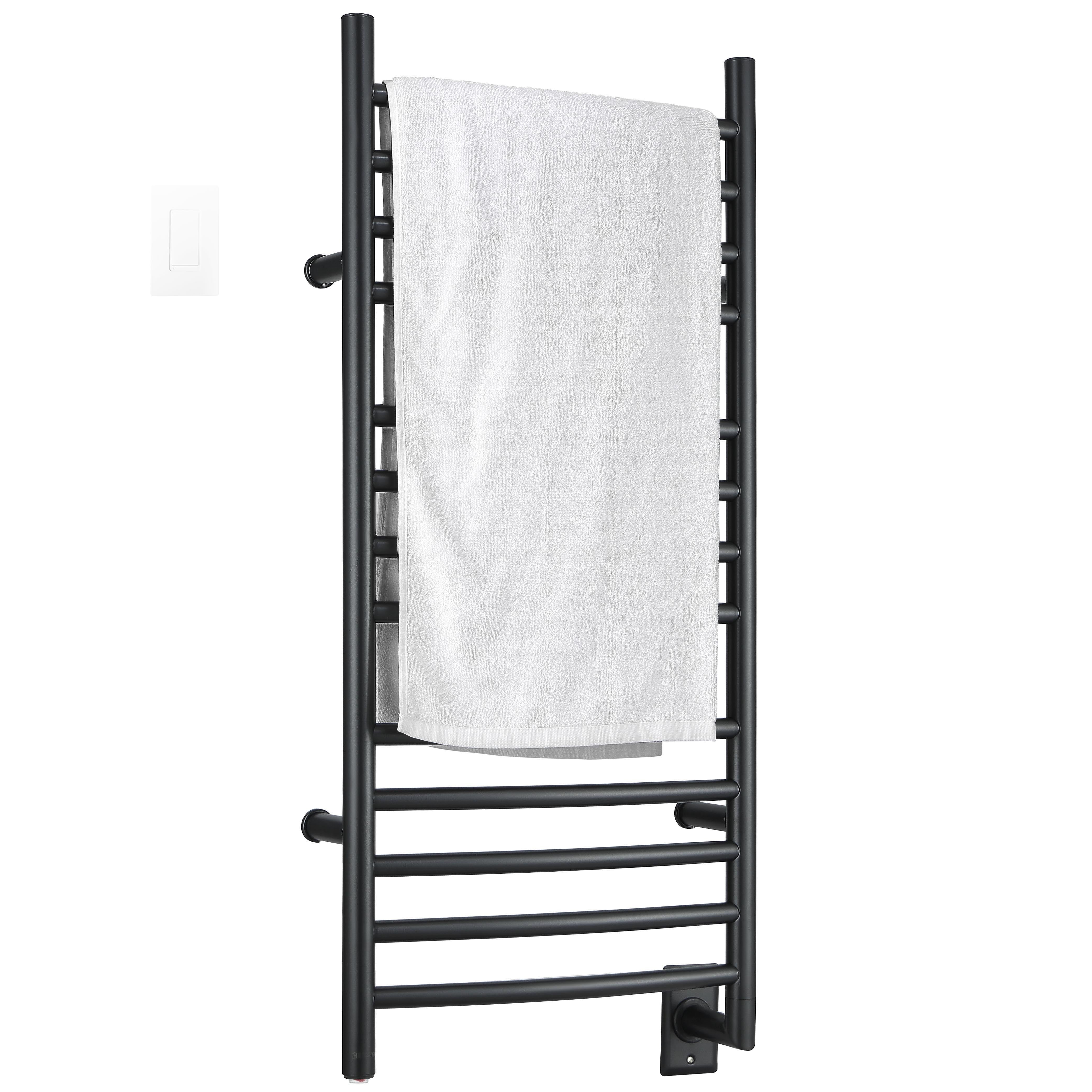 Ancona Svelte Rounded 13-Bar Hardwired Bathroom Towel Warmer Heater - Matte Black Finish with WiFi Timer & Smart Control - Perfect for Spa, Luxury Bathroom & Home Decor