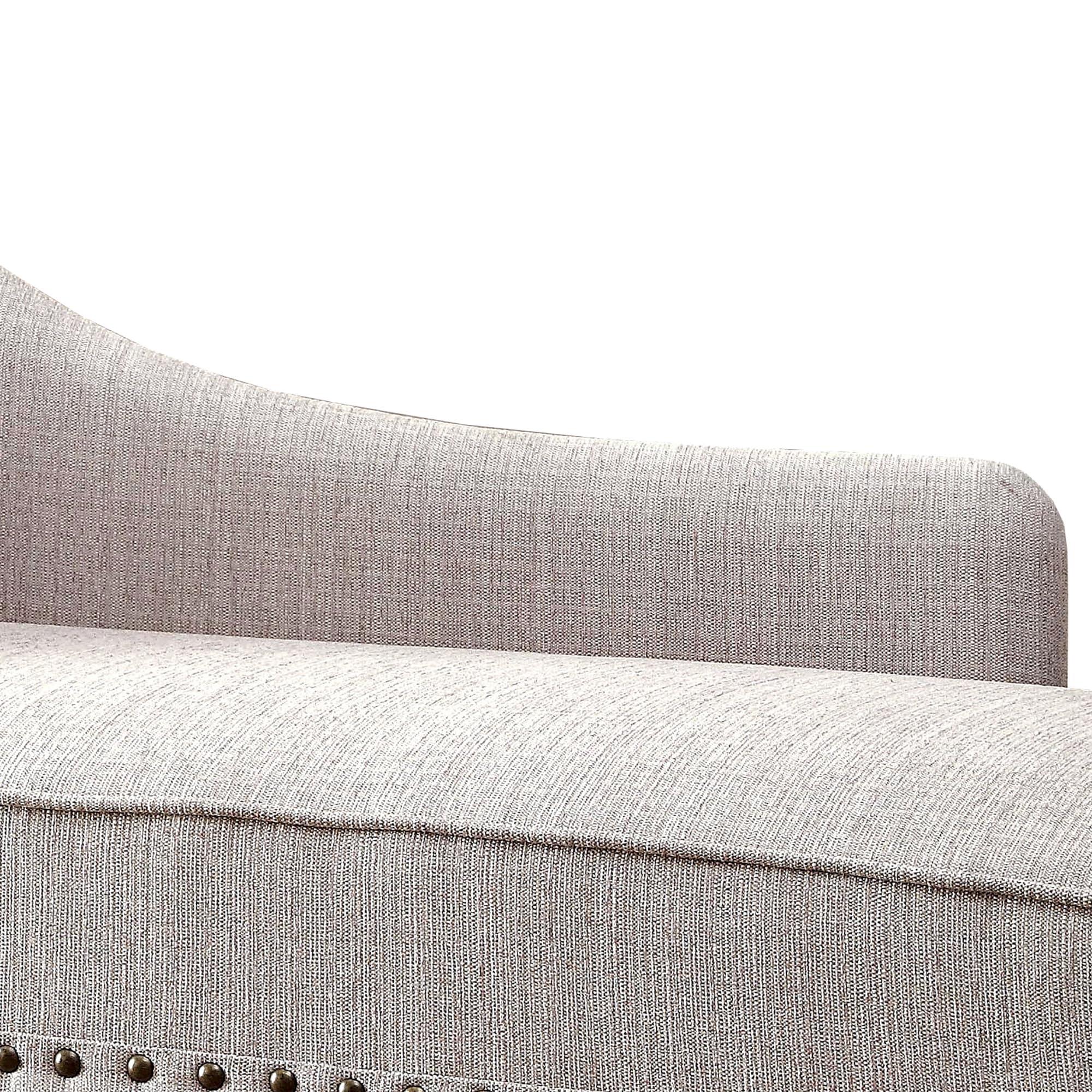 Furniture of America Jazlyn Modern Fabric Nailhead Accent Chaise Lounge in Beige - Perfect for Living Room, Bedroom or Office Relaxation