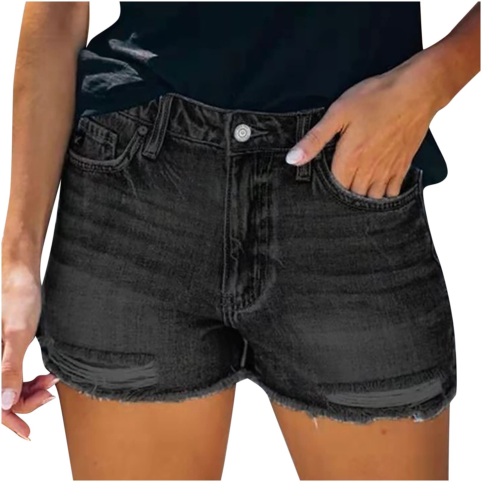 Trendy Women's Ripped Denim Shorts with Pockets - Fall Winter Casual Jeans for Women 2022 | Perfect for Streetwear, Dating & Vacation Outfits