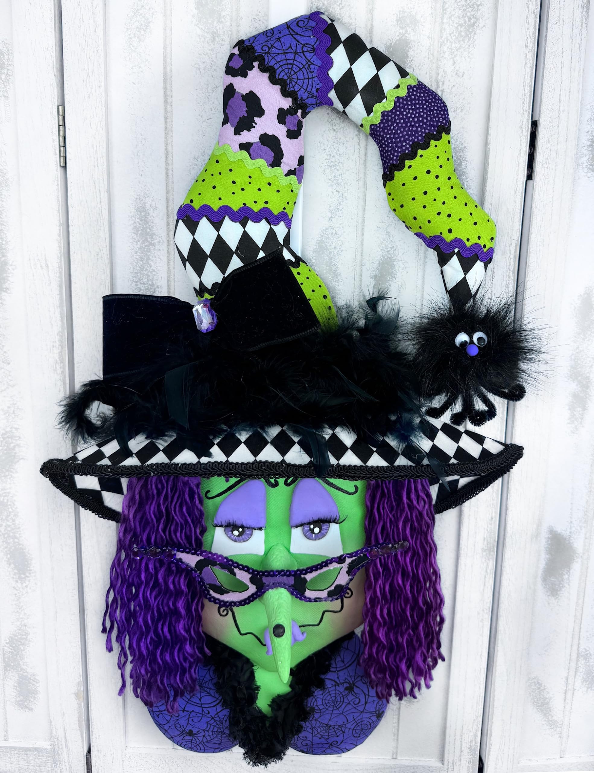 Large Handmade Halloween Witch Wreath Attachment - Premium Wreath Embellishments & Witch Decorations - Perfect for Front Door, Mantel & Halloween Party Decor
