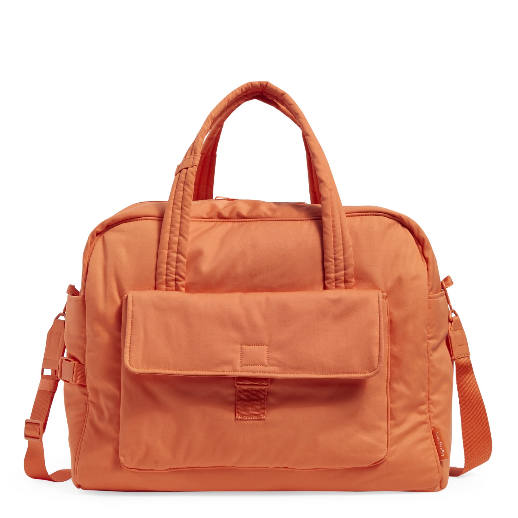 Vera Bradley Women's Recycled Cotton Travel Tote Bag - Orange Bell Pepper, One Size Utility Bag for Work, Gym & Weekend Getaways