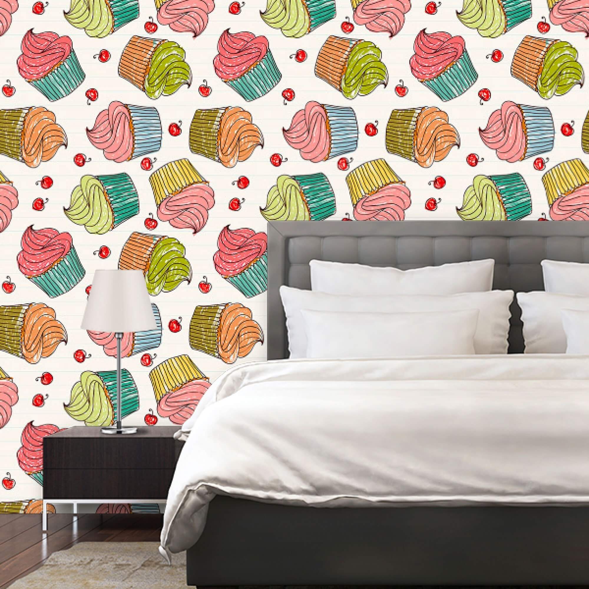 Red and Brown Food-Themed Peel and Stick Removable Wallpaper - Self-Adhesive Decorative Wall Covering for Teen Bedrooms, Kitchens, or Dorm Rooms