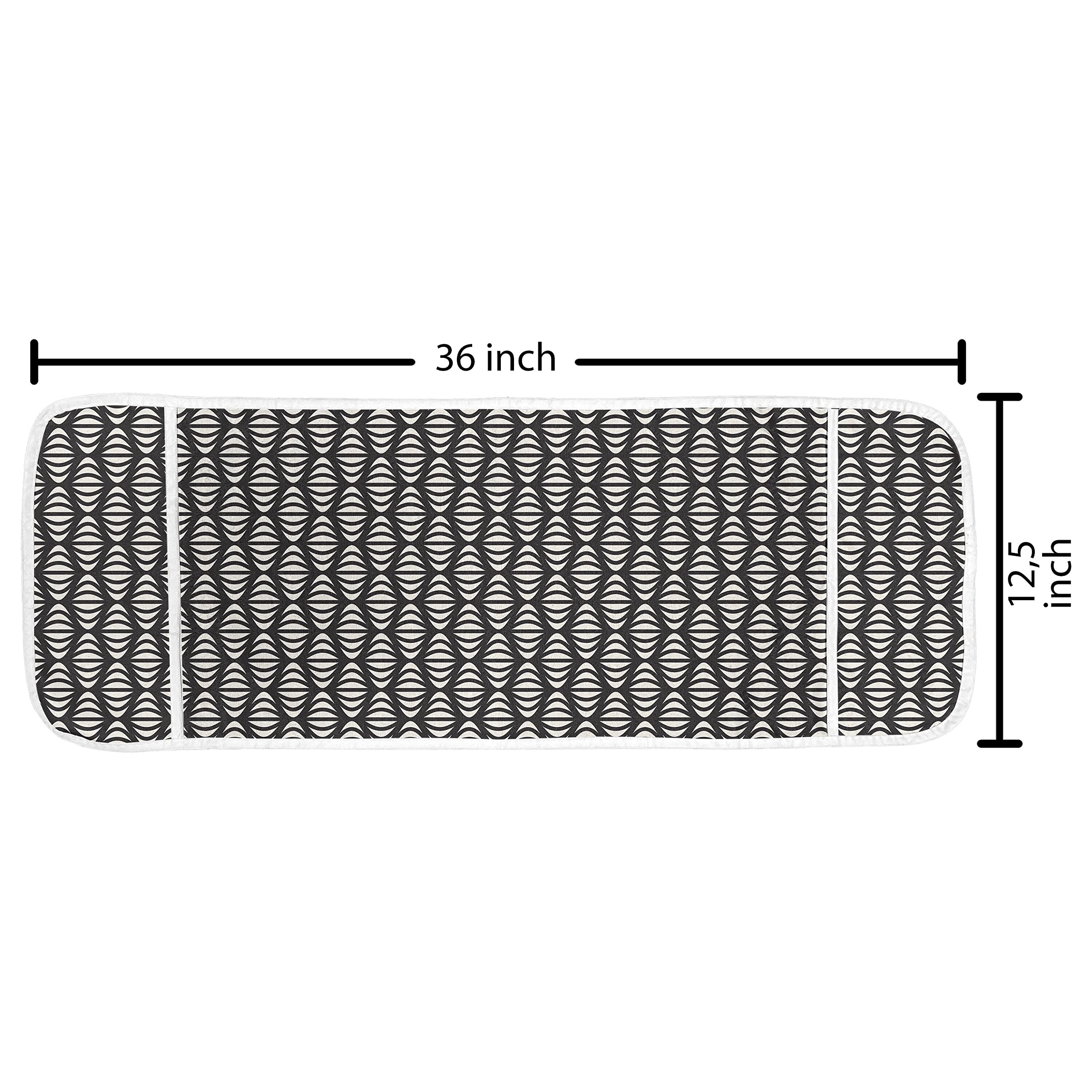 Ambesonne Waterproof Microwave Cover - Abstract Wavy Lines Geometric Striped Design with Pockets, 36