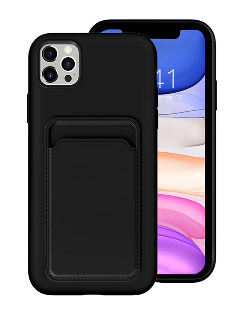 Premium Liquid Silicone Wallet Case for iPhone 11 - Slim Protective Cover with Built-in Card Holder & RFID Blocking (Black) | Perfect for Everyday Use, Travel & Contactless Payments