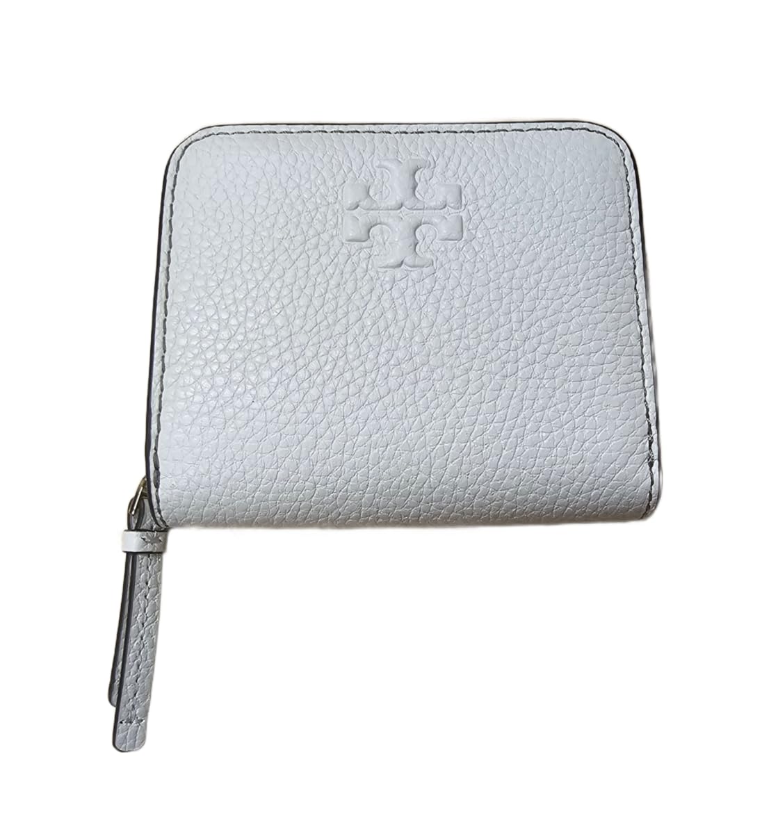 Tory Burch Thea Women's Bifold Wallet - Genuine Pebbled Leather, Ivory White with Gold Hardware (Model 146463) | Perfect for Everyday Use, Gift Giving & Travel Essentials