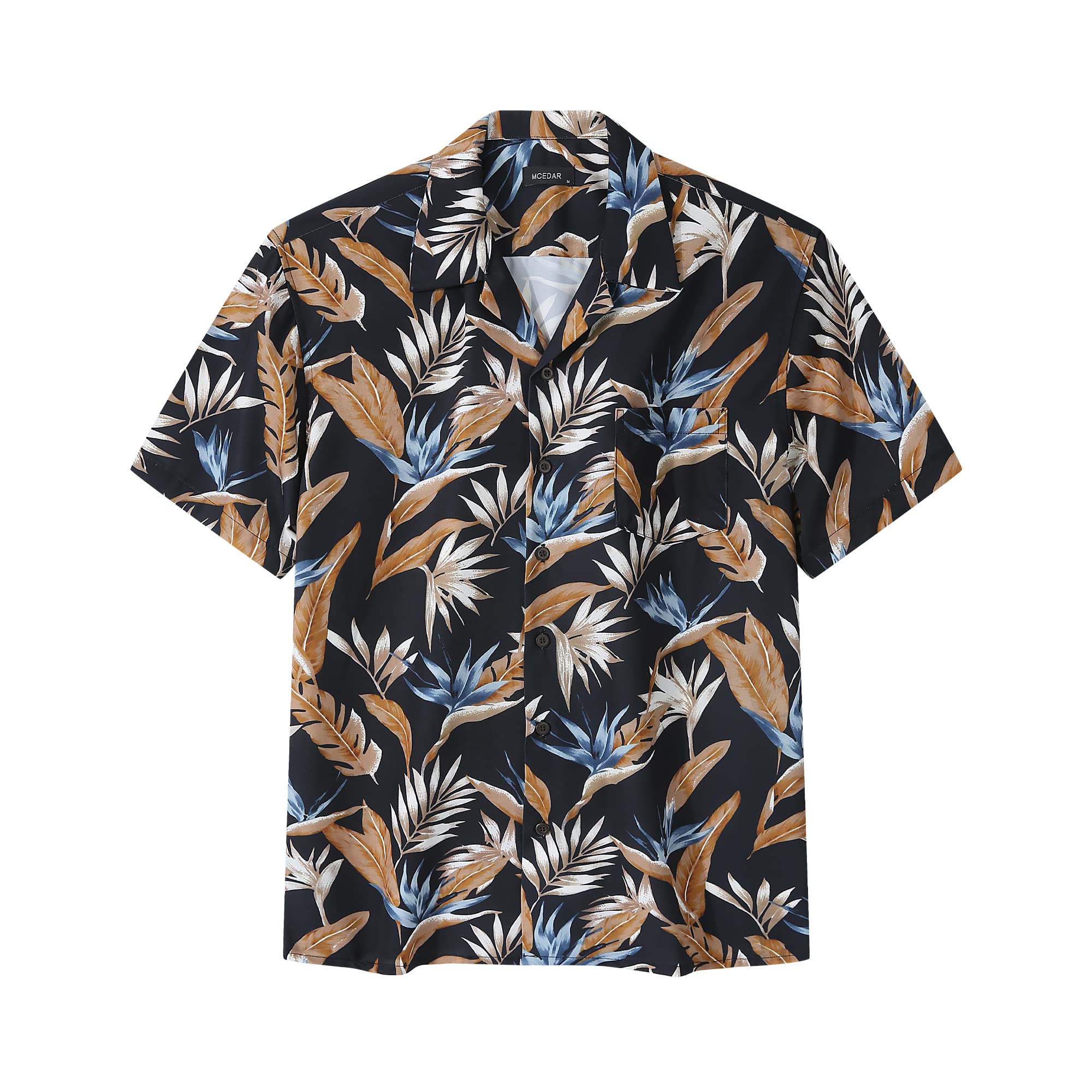 MCEDAR Men's Hawaiian Shirts Short Sleeve Button Down Tropical Aloha Beach Shirt for Big and Tall - Casual Summer Vacation, Luau Party & Beach Wear