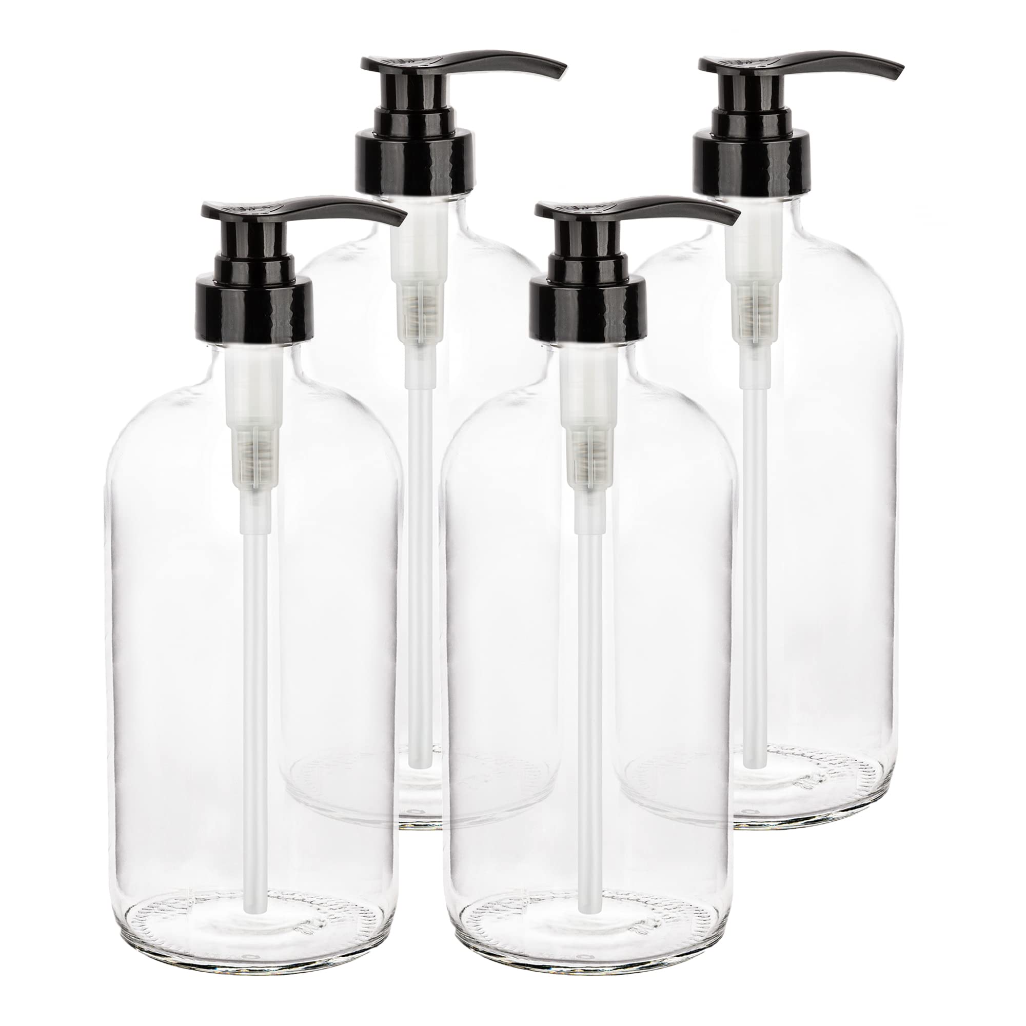 Kitchentoolz Large 32oz Glass Reusable Shampoo Bottle with Pump Dispenser - Eco-Friendly Refillable Container for Shower, Bathroom & Salon Use