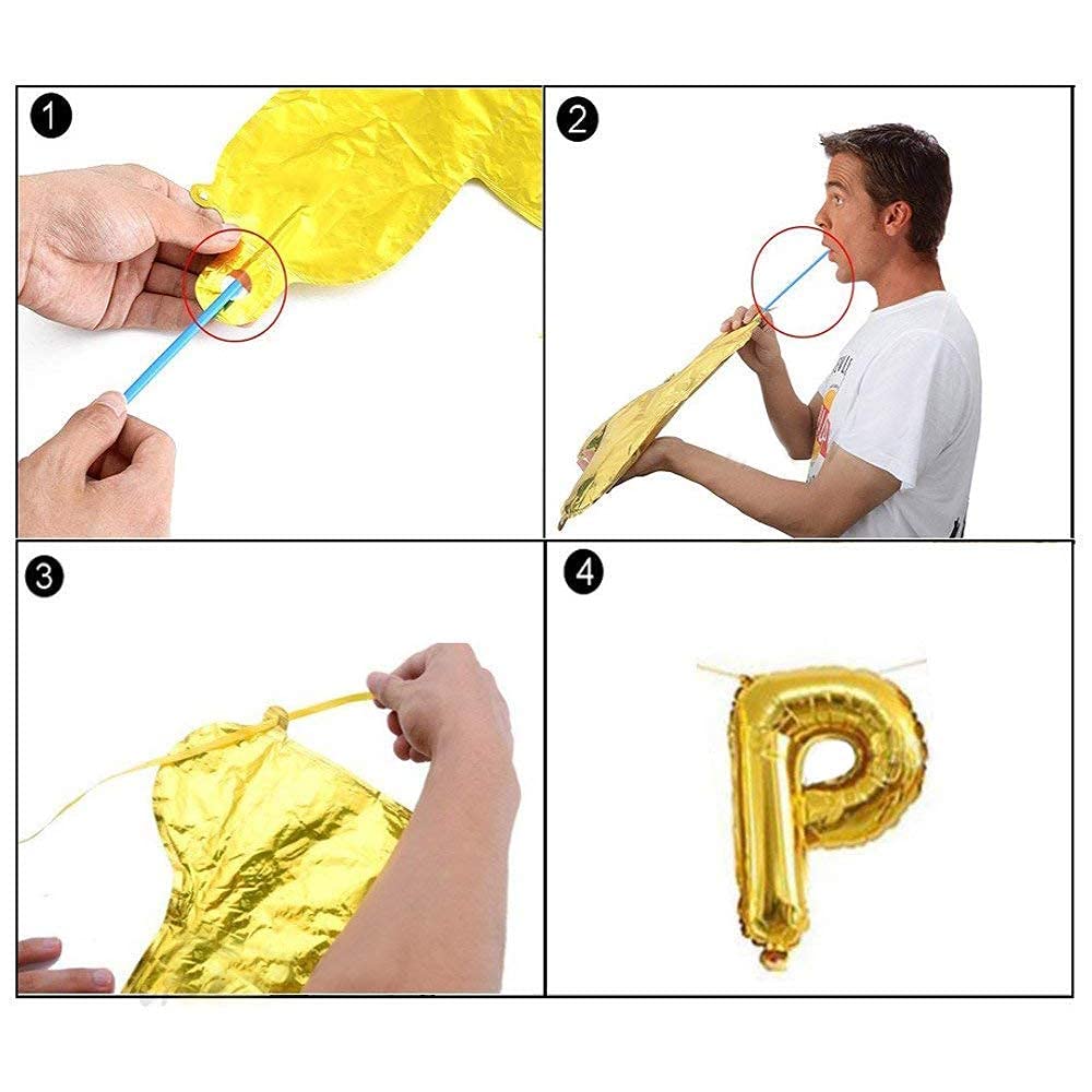 13 Happy Birthday Mylar Foil Letter Balloons with Inflating Straw - 16 Inch (41cm) Royal Blue Party Decorations for Birthday Celebrations, Anniversaries & Special Events