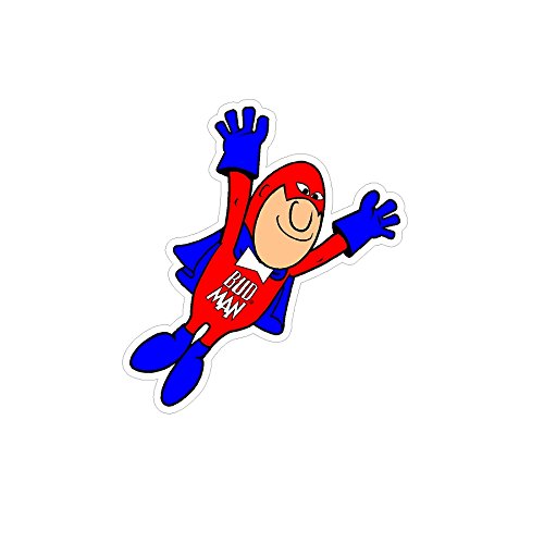 Bud Man Small Sticker Decal - Waterproof Vinyl Decals for Laptops, Cars, Bikes & DIY Projects (2014 Design)