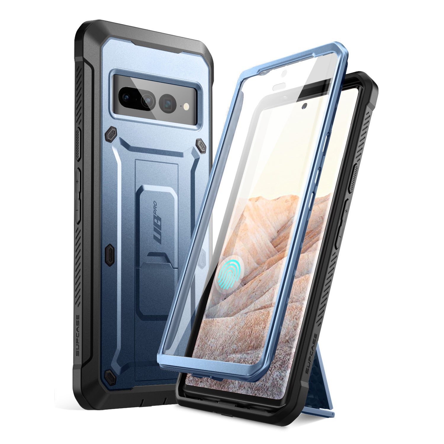 Google Pixel 7 Pro Unicorn Beetle PRO Rugged Holster Case - Shockproof, Military-Grade Protection with Built-in Screen Protector - Metallic Blue - Perfect for Outdoor Adventures & Heavy-Duty Use
