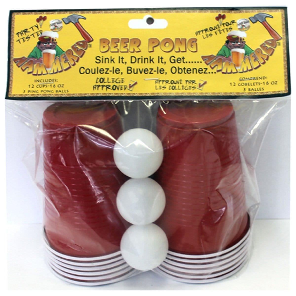 Beer Pong Game Set - 6 Cups, 2 Balls, Durable Plastic - Fun Drinking Party Game for Adults & College Students - Perfect for Tailgates, BBQs & Dorm Parties