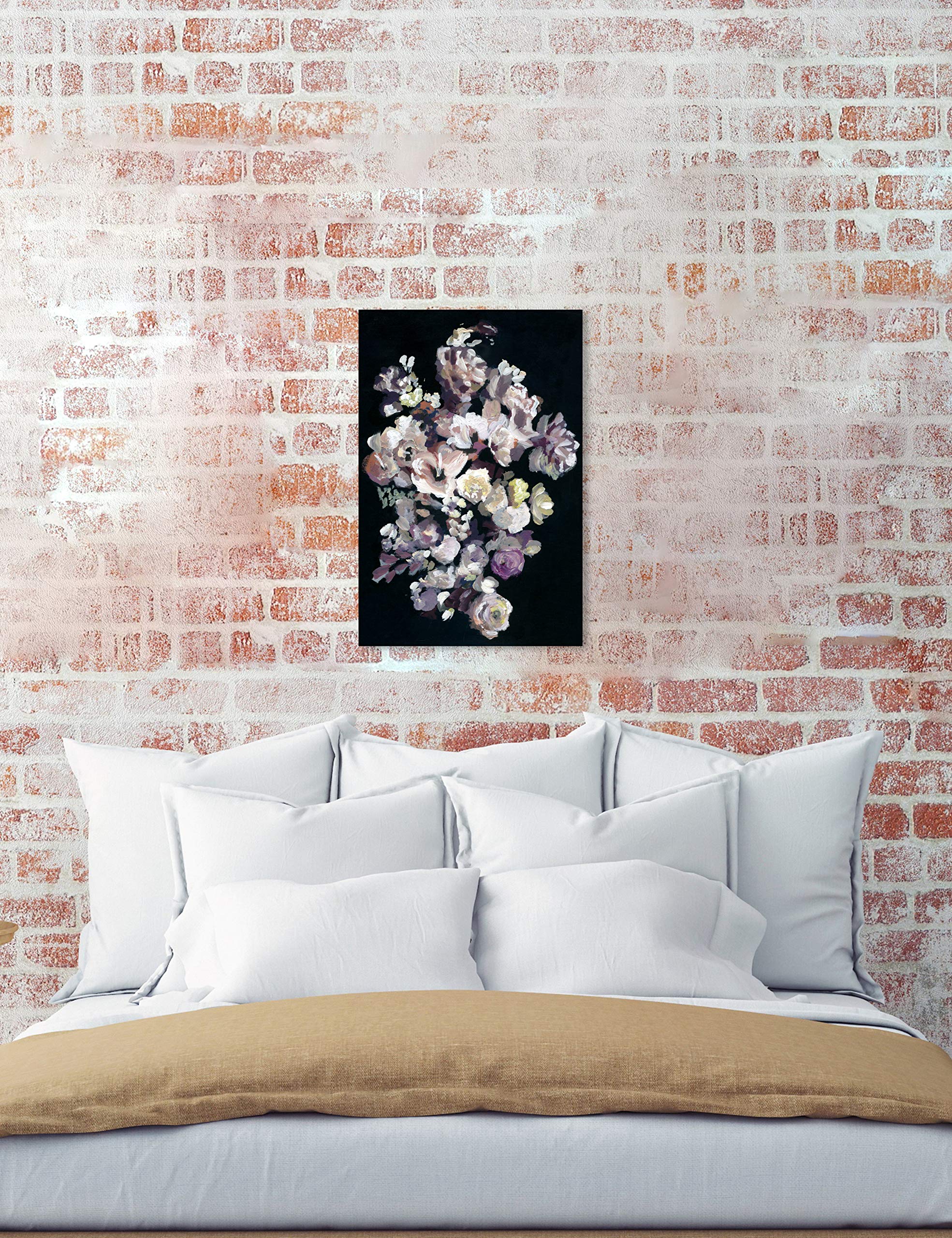 Oliver Gal Artist Co. 'Beauty in Darkness' Floral Canvas Wall Art Print - 24x36 Inches Black & Pink Home Decor for Living Room, Bedroom & Office