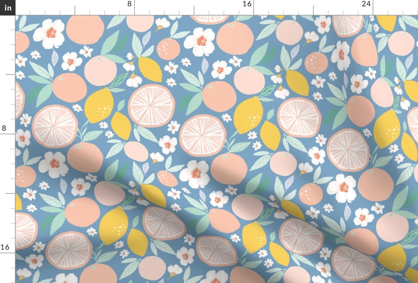 Bloom Grapefruit Lemon Print Upholstery Velvet Fabric - Fat Quarter for Nursery Decor, Home Upholstery & Apparel | Soft Durable Fabric for Curtains, Pillows, Clothing & DIY Crafts