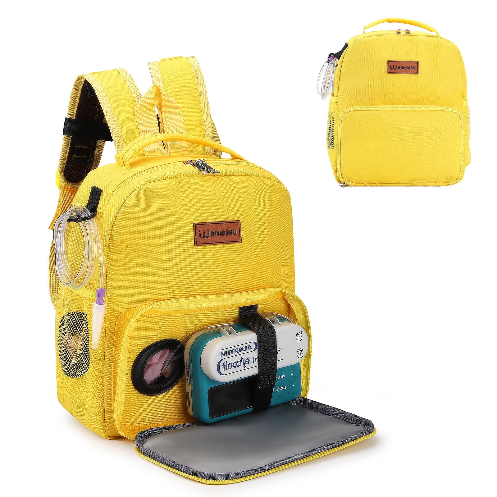 Kids Feeding Tube Backpack - Portable Enteral Feeding Pump Bag for G Tube, J Tube & GJ Tube - Lightweight & Durable (Yellow) - Perfect for School, Travel & Daily Activities