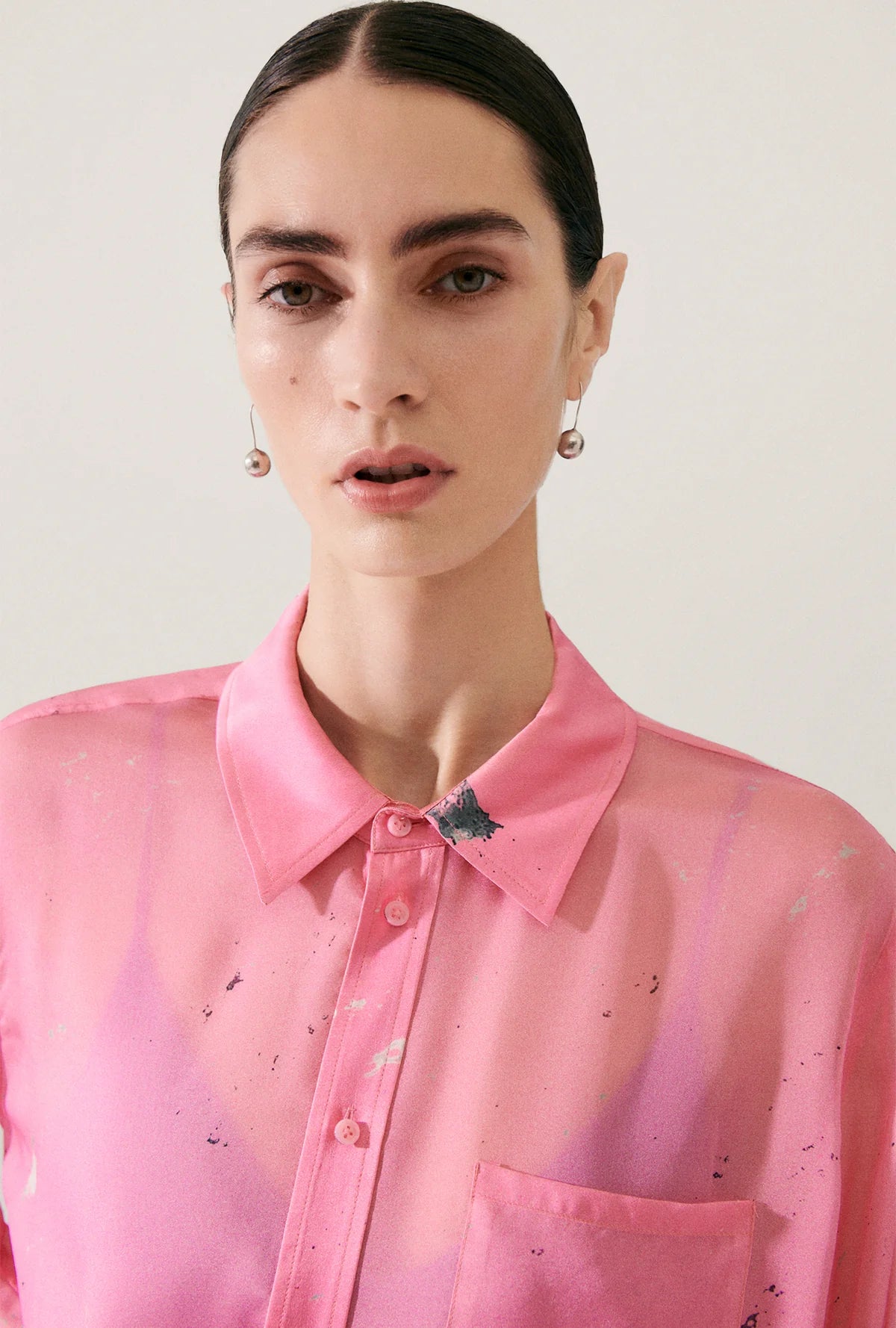 Chiffon Boyfriend Shirt for Women - Soft & Flowy Oversized Blouse - Perfect for Casual Outings, Date Nights & Office Wear