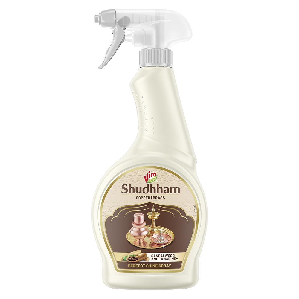 Vim Shudhham Copper & Brass Cleaning Spray - 450ml | Fast & Effective Metal Polish for Kitchenware, Jewelry & Antiques | Safe & Non-Toxic