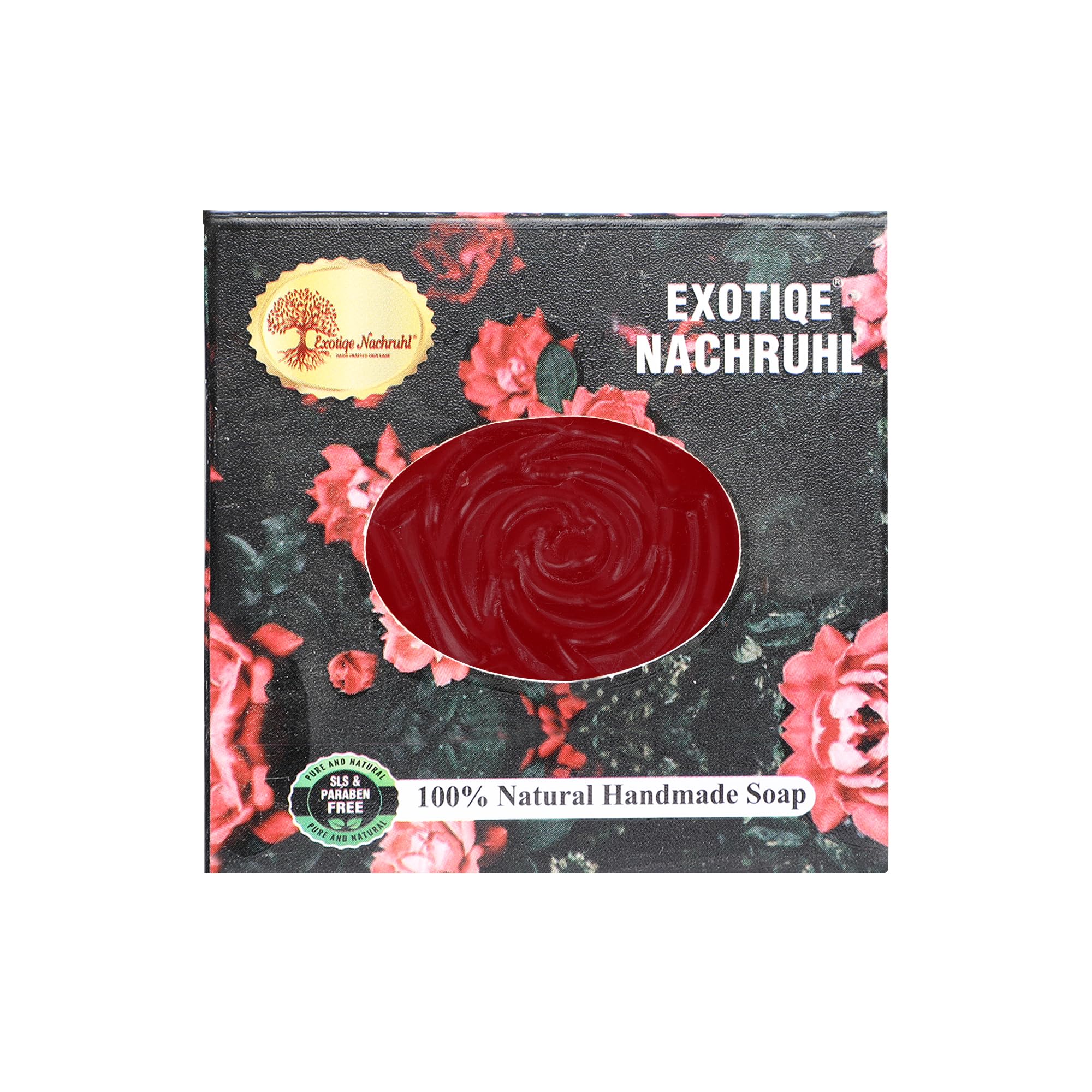 Exotiqe Nachruhl Handmade Royal Rose Soap - 3 Pack Natural Bath Soap for Women & Men (110g Each) with Rose Essential Oil & Dry Rose Petals | Luxury Skincare, Gift Idea, Sensitive Skin Care, Spa Day Essential