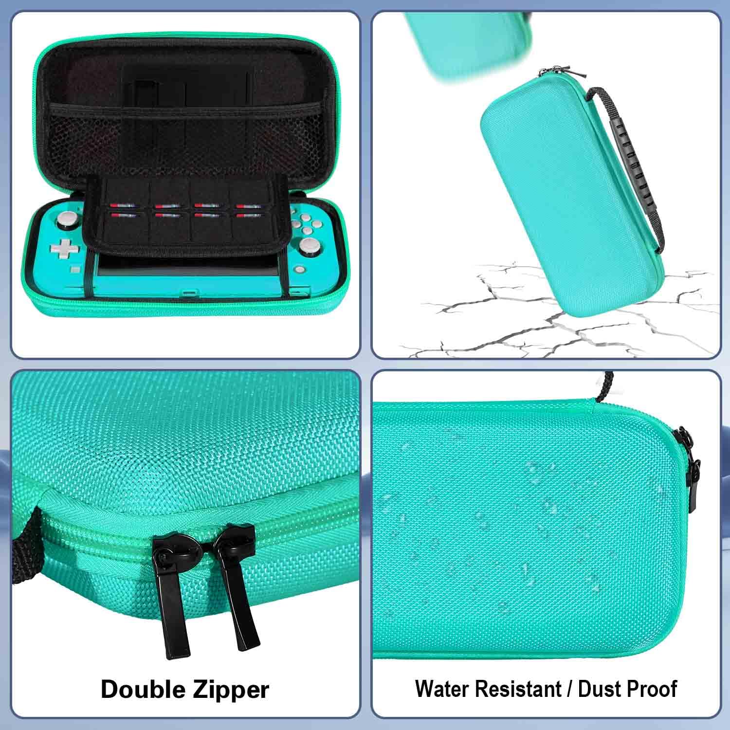 YOOWA Nintendo Switch Lite Accessories Bundle - Carrying Case, Protective Cover, 2-Pack Tempered Glass Screen Protector, Adjustable Stand, 6 Thumb Grips | Perfect for Travel, Gaming On-The-Go & Switch Lite Protection