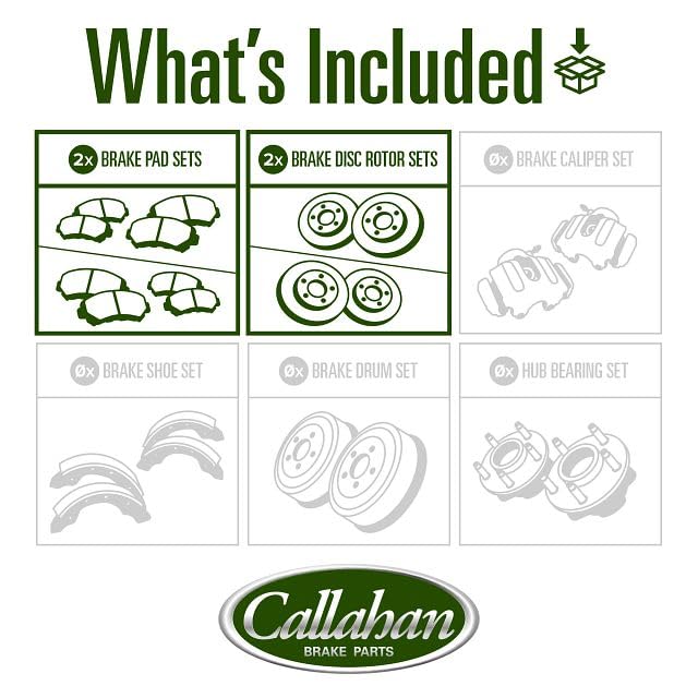 Callahan Front & Rear Brake Kit for 2012-2016 Audi A6 Quattro - Premium Brake Rotors & Ceramic Pads with Sensor Wires - Perfect for Daily Driving & Performance Upgrades