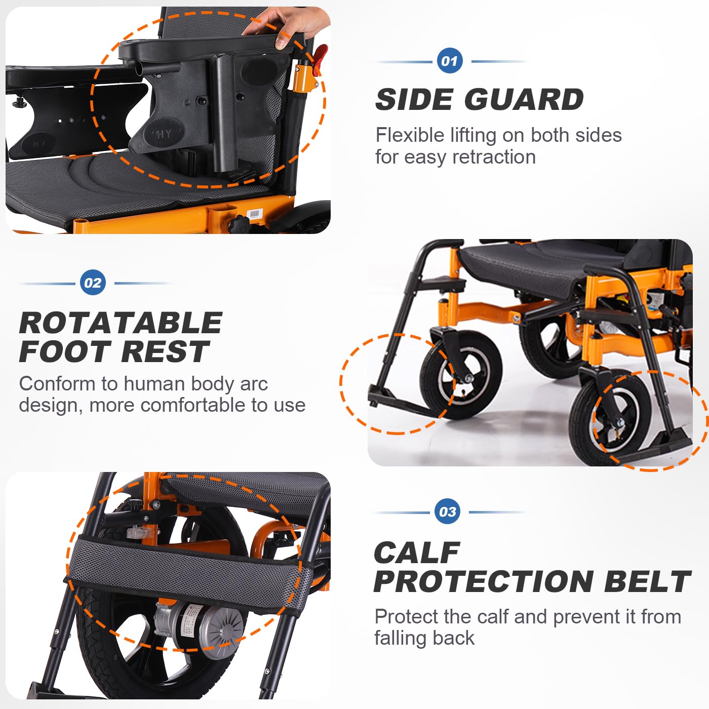 Foldable Electric Wheelchair for Adults 330lb Capacity - 16