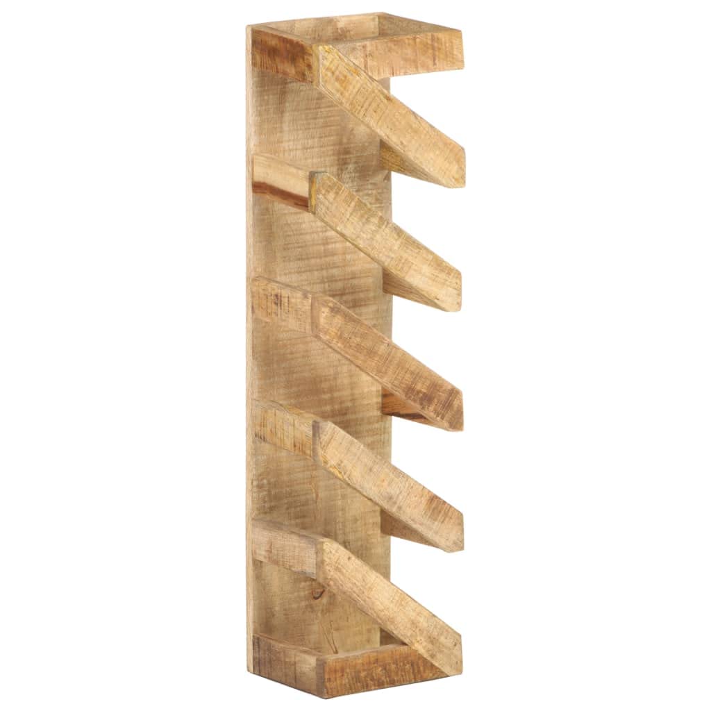 SKM 5-Bottle Wine Rack - Solid Mango Wood Wall Mounted Wine Storage for Kitchen, Bar, or Dining Room - Perfect for Home Decor and Wine Enthusiasts