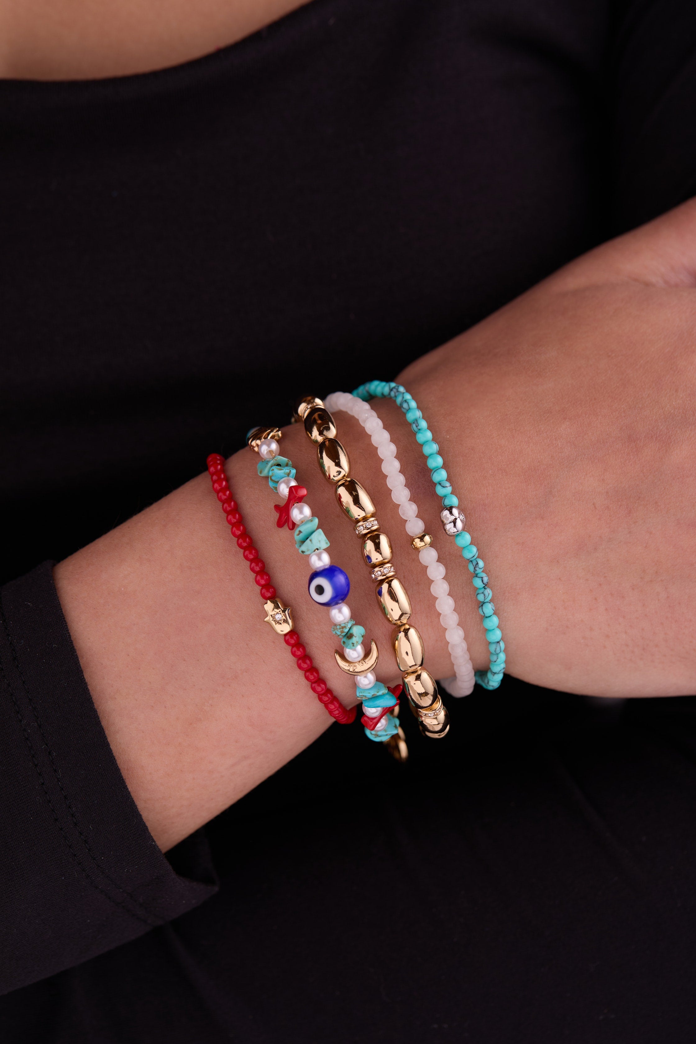 Heart Turquoise Mini Stretch Bracelet - Adjustable Beaded Jewelry for Women | Perfect for Everyday Wear, Gifts & Boho Fashion