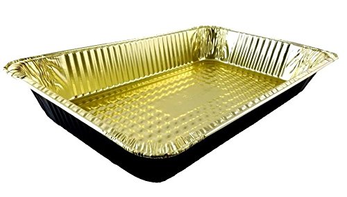 Premium Black & Gold Aluminum Steam Table Pans - Heavy Duty Full Size Deep Hotel Pans (50 Pack) - Ideal for Catering, Buffets, Restaurants & Food Service