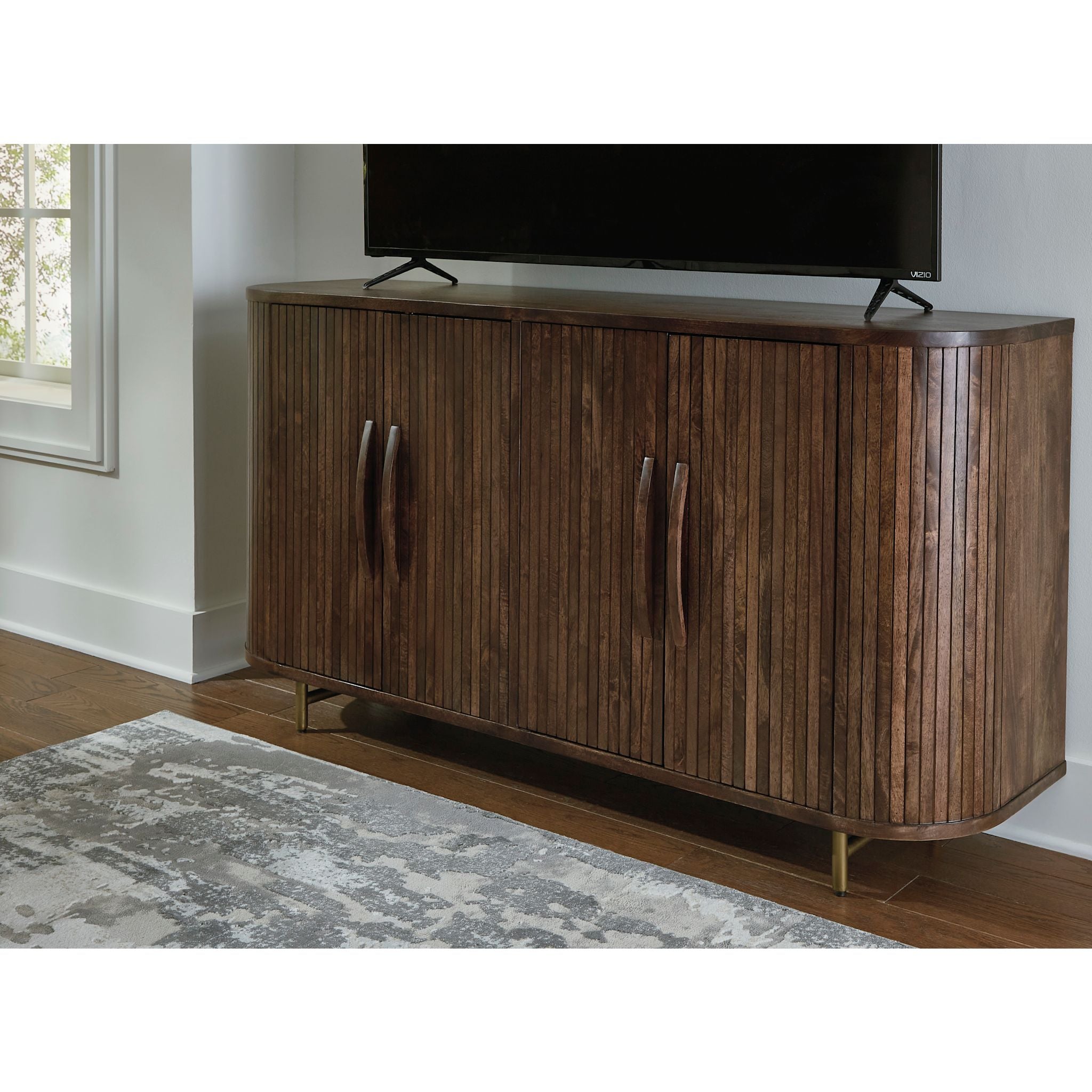 Amickly Dark Brown Accent Cabinet - Stylish Storage for Living Room, Bedroom, or Entryway