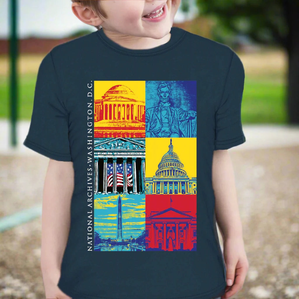 Capital Landmarks Art T-Shirt for Youth - Vintage American City Skyline Graphic Tee - Perfect for School, Travel & Casual Outfits