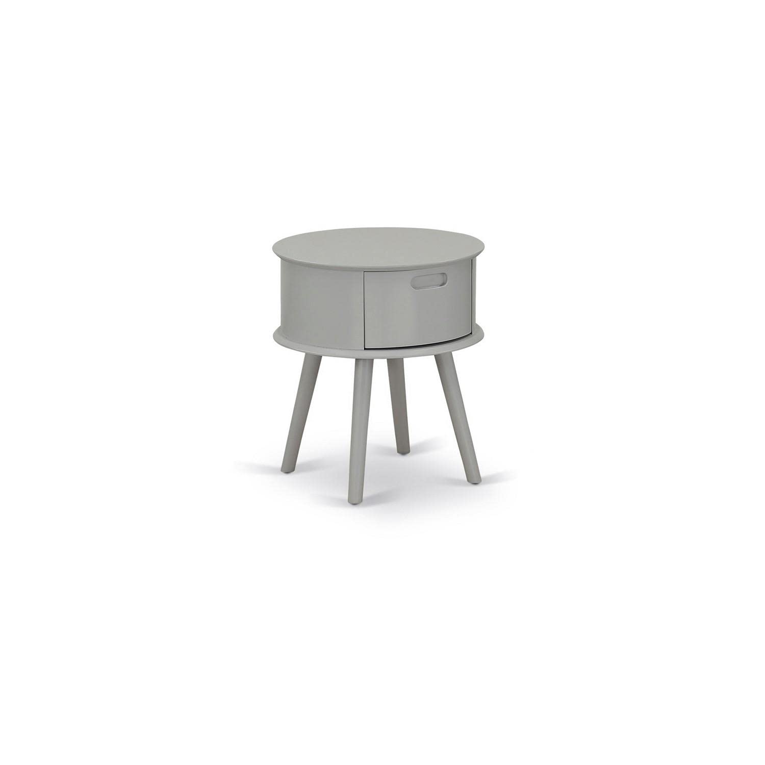 East West Furniture GONE14 Gordon Round Nightstand with Drawer - 1-Pack, Urban Gray Finish - Modern Bedside Table for Small Spaces, Bedroom, Living Room & Office