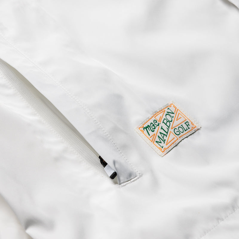 Malbon Golf Costanzo Windbreaker Jacket - White | Lightweight Waterproof Golf Windbreaker for Men & Women | Perfect for Golfing, Running & Outdoor Activities