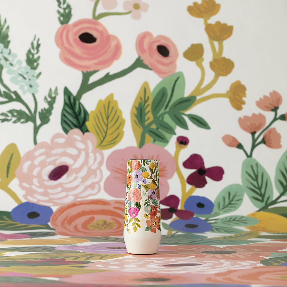 Rifle Paper Co. Stemless Flute - Elegant 12oz Glass for Champagne, Cocktails & Wine - Perfect for Weddings, Parties & Home Entertaining