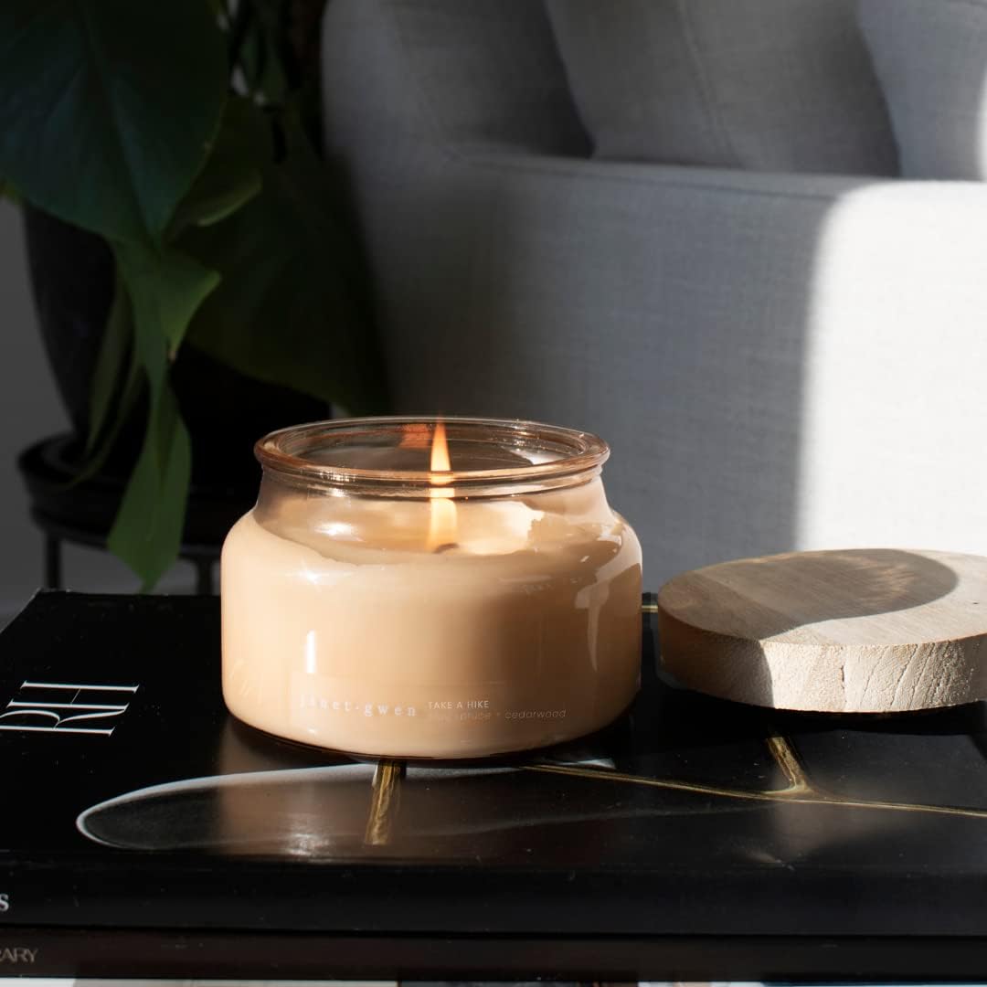 Janet Gwen Scented Decorative Candle in Glass Jar - 40-Hour Burn Time, Hand-Poured Coconut Soy Wax Candle (Calm Within The Chaos Scent) - Perfect for Coffee Tables, Living Rooms & Relaxation