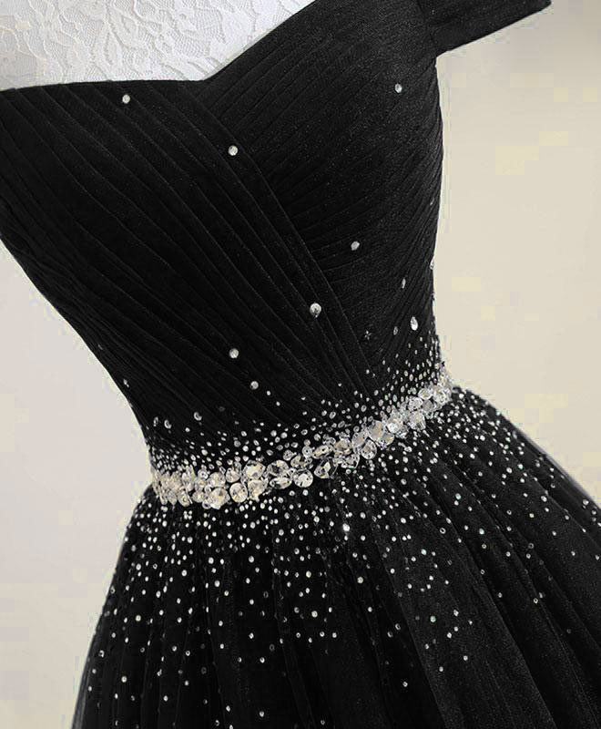 Elegant Black Tulle Sequin Long Prom Dress for Women - Sparkly Evening Gown for Formal Events, Parties & Special Occasions