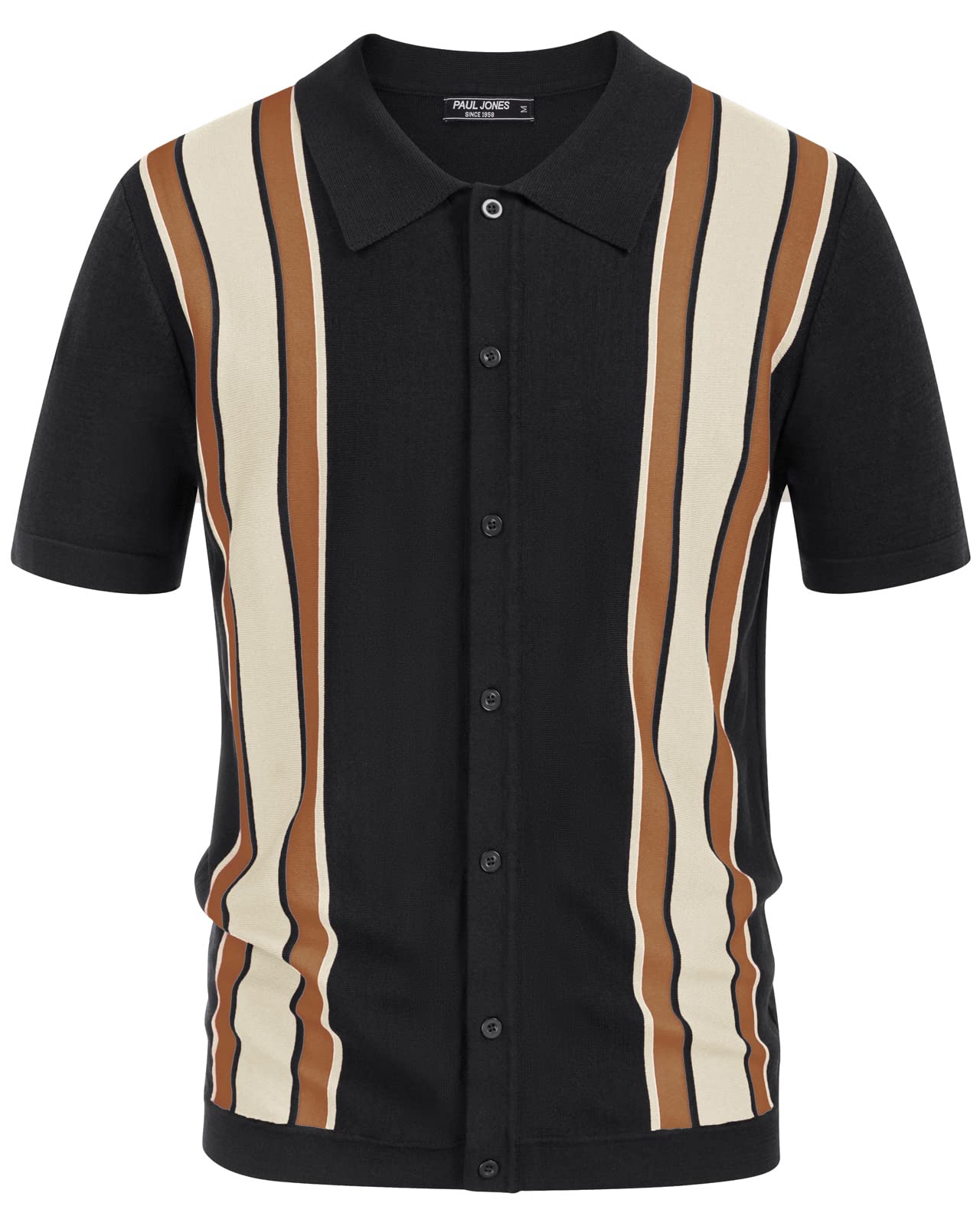PJ PAUL JONES Men's Vintage Striped Polo Shirts - Lightweight Knit Golf Shirt for Men - Breathable Casual & Sports Wear for Golf, Tennis, and Everyday Outfits