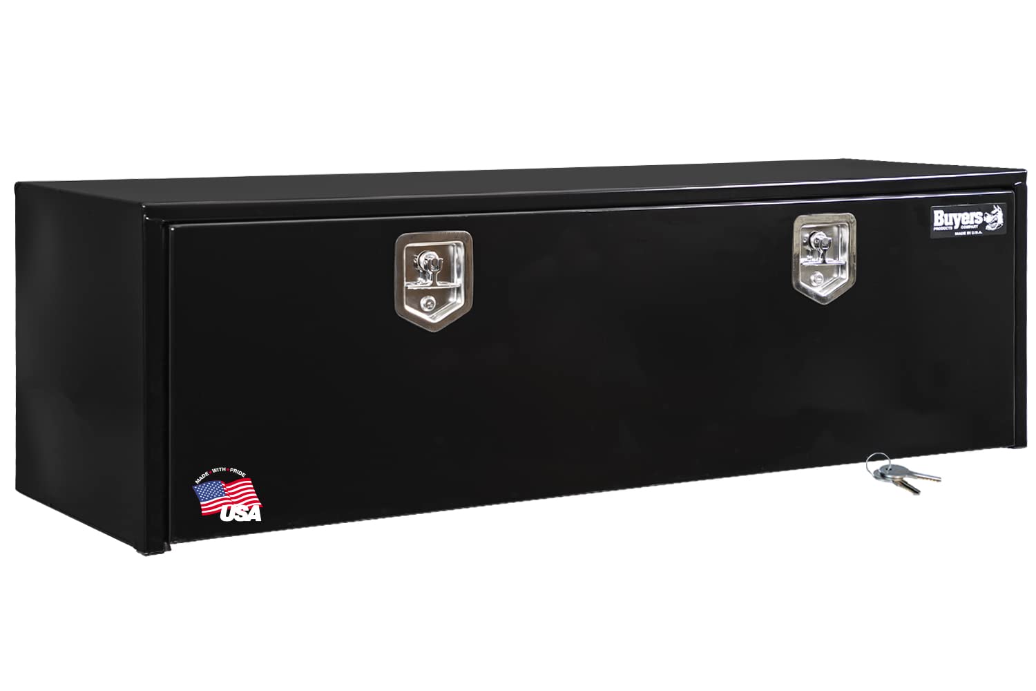 Buyers Products 1702315 Black Steel Underbody Truck Tool Box - 18x18x60 Inch Lockable T-Handle Storage Chest | Made in USA | Durable Organizer for Truck Bed Tools & Equipment | Ideal for Construction, Landscaping & Fleet Maintenance