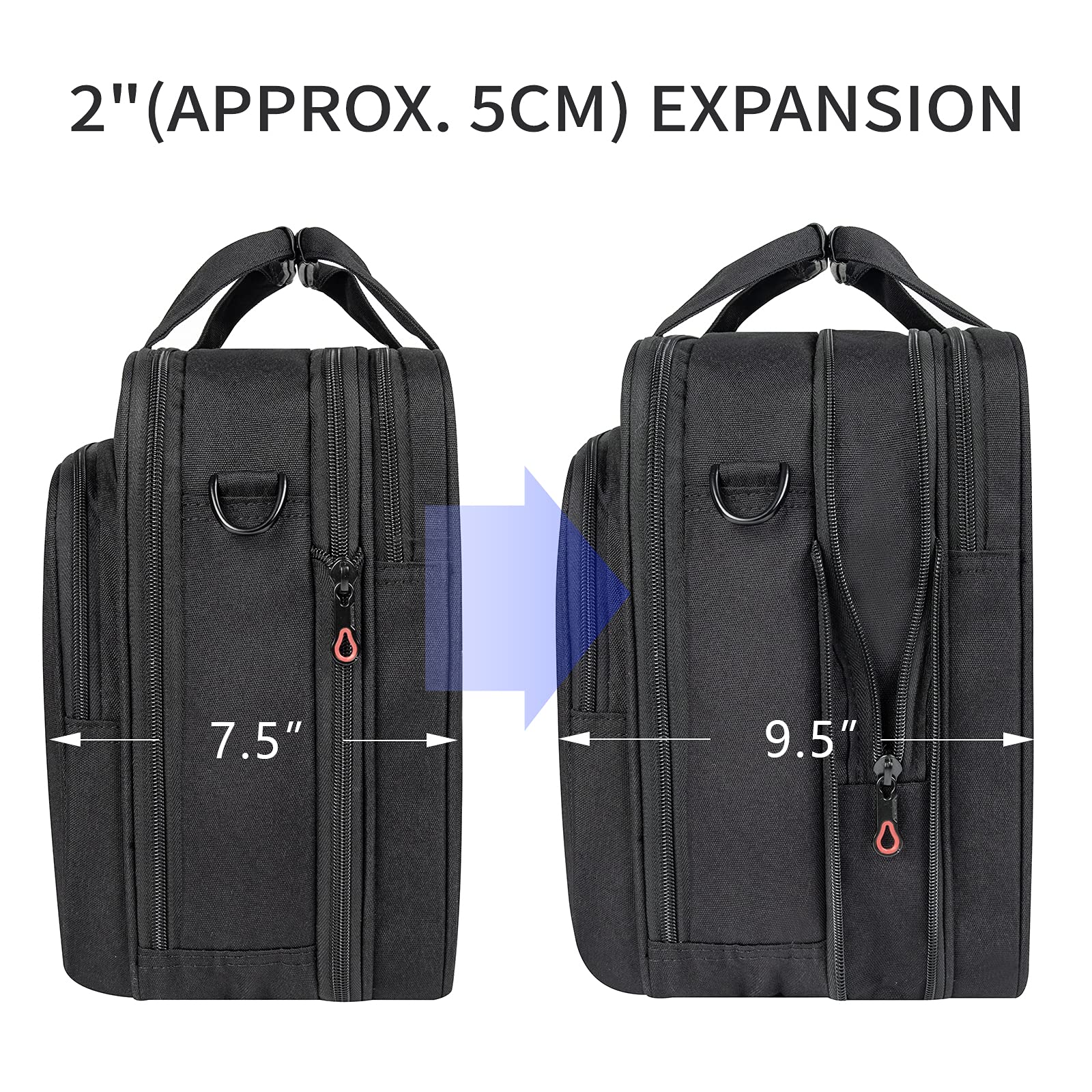 EMPSIGN Stylish 17.3 Inch Expandable Laptop Briefcase for Men - Water Repellent & RFID Blocking Messenger Bag - Perfect for Business Travel, Office Work & Daily Commute - Durable Shoulder Bag for Professionals - Black