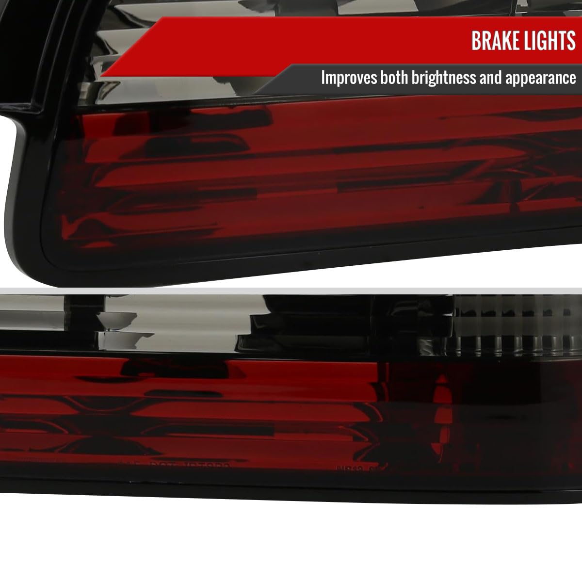 Smoked Red Tail Lights for 1989-1994 Nissan 240SX S13 2-Door Coupe - Tinted Brake Lamps - Upgrade Your JDM Style for Night Cruising & Car Meets