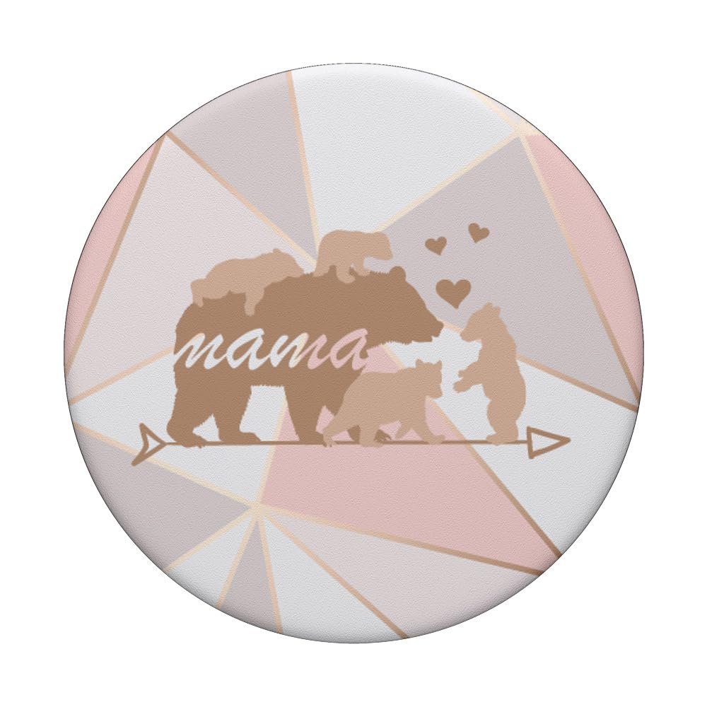Mama Bear 4 Cubs Heart Arrows Pink PopSocket - Perfect Mothers Day Gift for Mom, Her, and Pop - Ideal for Phones, Tablets, and Daily Use