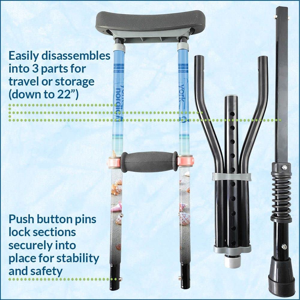 York Nordic - Adjustable Spring Cushion Crutches for Adults (4'7